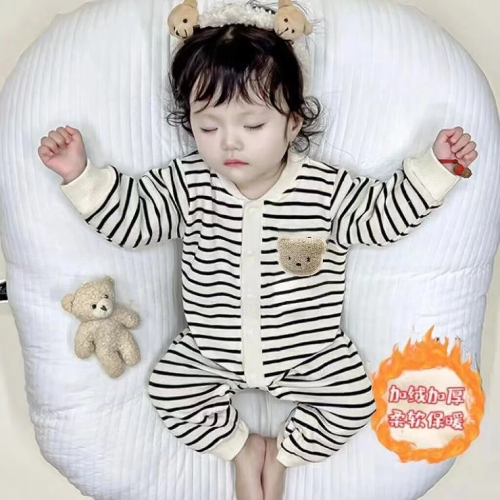 婴儿长袖连体衣春秋超萌可爱新生儿衣服0-3个月男女宝宝外出服装6