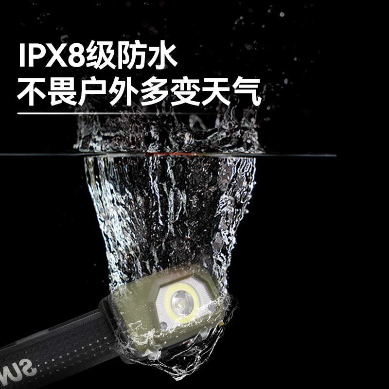 山力士悦动S感应头灯充电强光超亮越野跑爬山夜钓灯头戴式照明灯