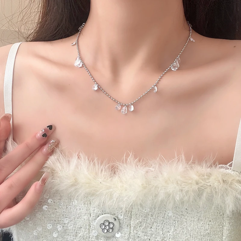 铜合金仿水晶项链 LDLC超闪镶钻锆石锁骨链小众轻奢百搭时尚配饰