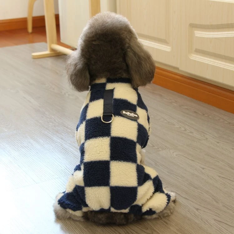狗狗衣服秋冬大方格保暖绒衣带拉环宠物衣服秋季比熊泰迪衣服四腿