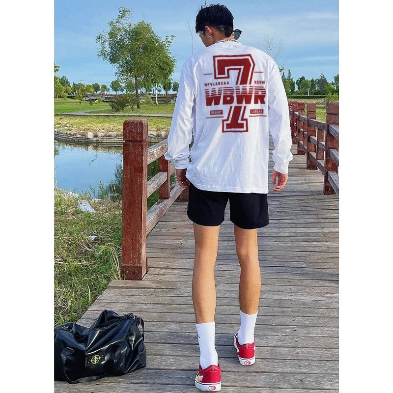 2023美式速干网眼投篮服长袖t恤男秋季潮牌运动宽松透气跑步上衣