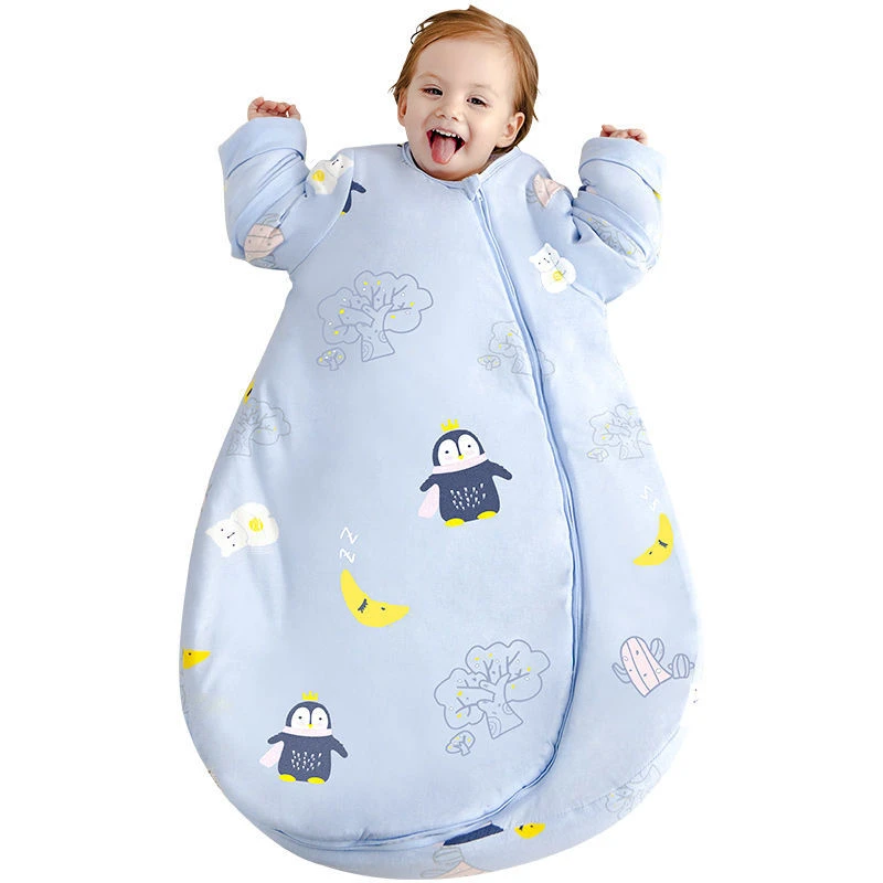 婴儿一体式睡袋宝宝防踢被秋冬婴幼儿超厚宝宝睡袋衣服秋冬款