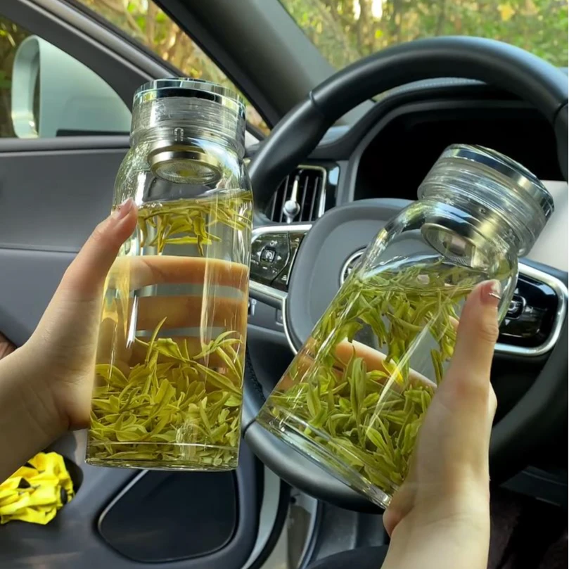 玻璃杯茶水分离2025新款男女便携高颜值高硼硅泡茶杯单层大容量