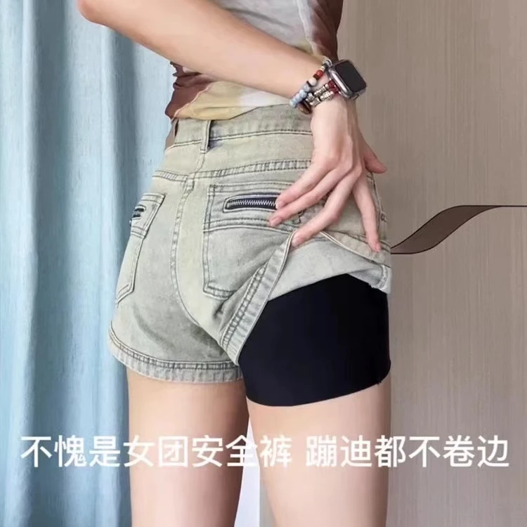 少女黑色安全裤女防走光夏季外穿打底裤大码短裤保险裤不卷边透气