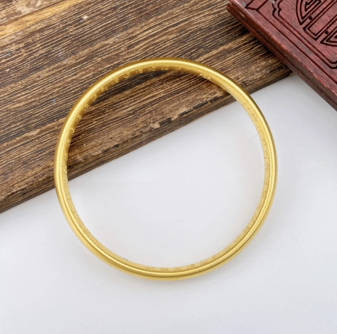足金999百福泥鳅背手镯 传承磨砂厚壁大气经典精美简约古法手镯
