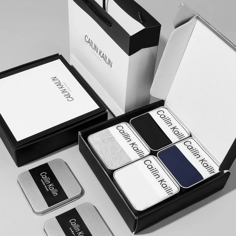 男士内裤男款纯棉平角裤抗菌透气莫代尔男生四角短裤礼盒青少年