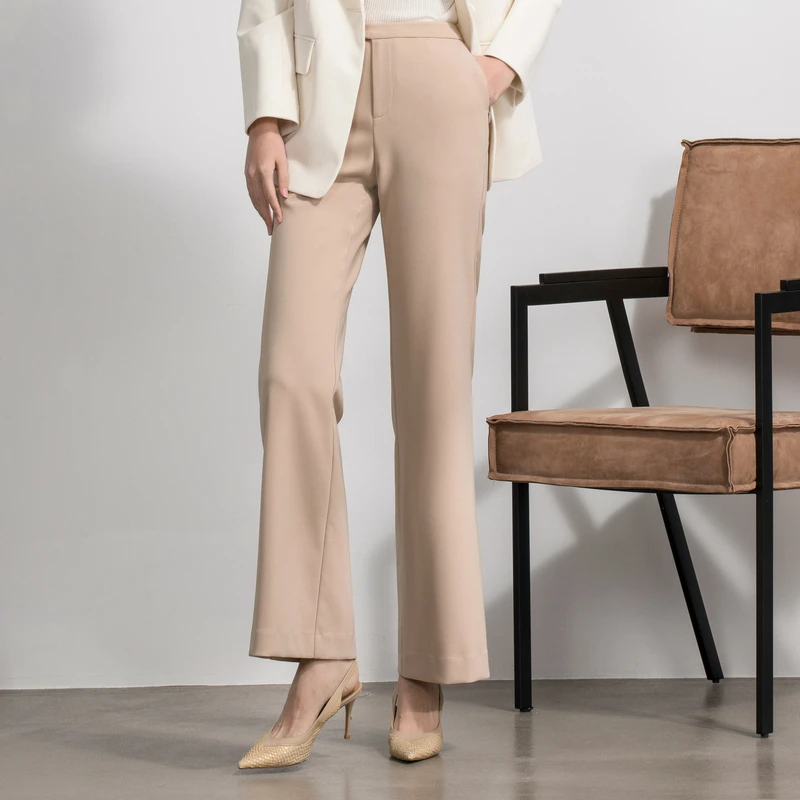 【Yifini/易菲】新款升级版四面弹高腰显瘦垂感微喇长裤A09K3984