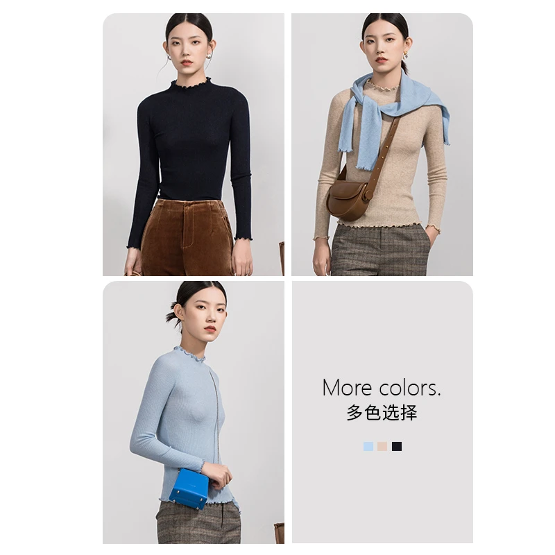 【Yifini】新款百搭半高领显瘦可外穿羊毛针织衫2107M905