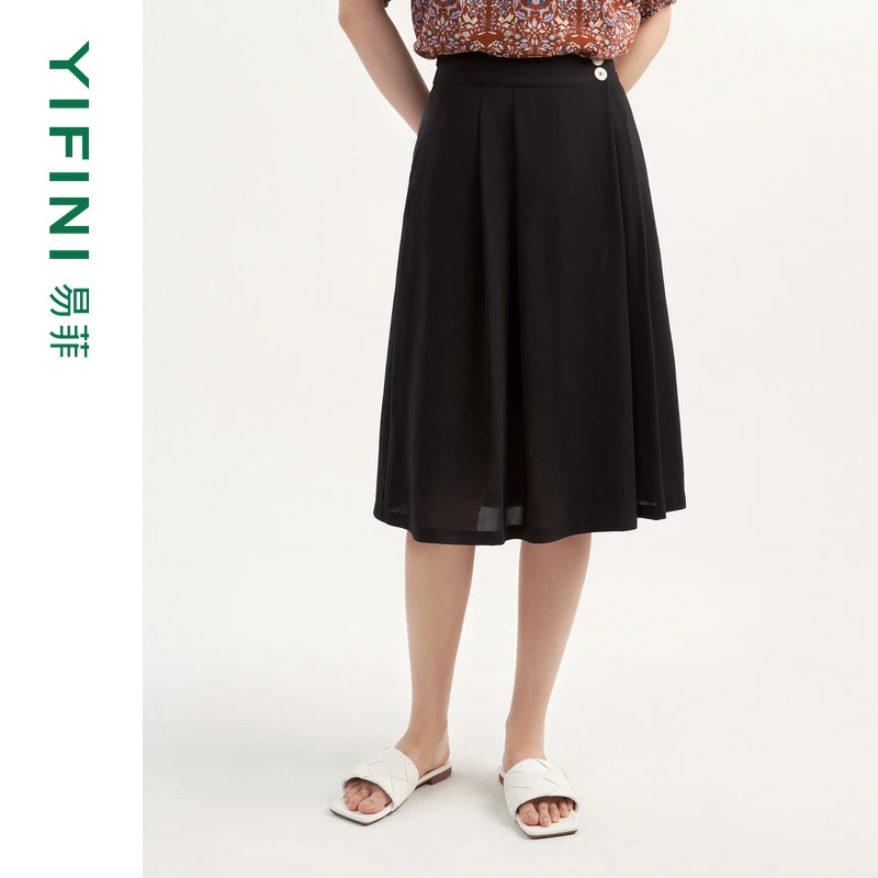 【Yifini】夏季新品气质显瘦时尚A型中长半裙C06Q3901
