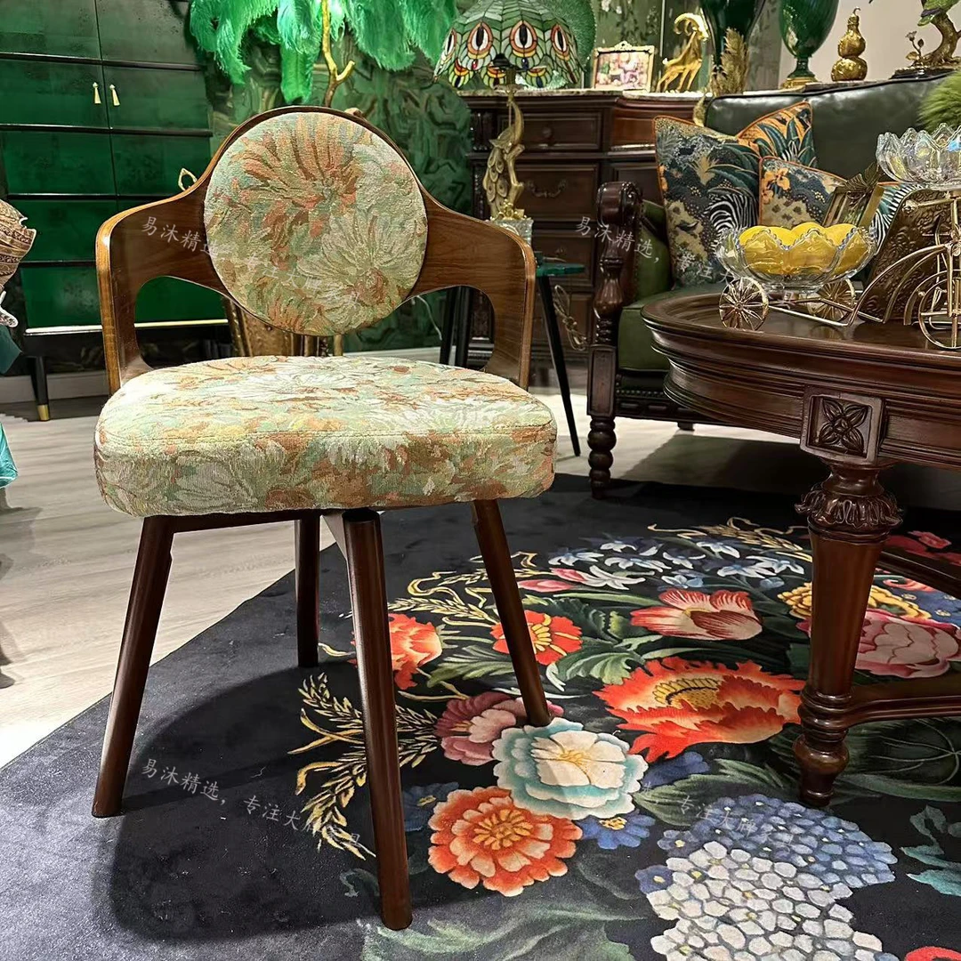 中古风轻奢北欧风360旋转椅可当餐椅学习椅子化妆椅子通用款