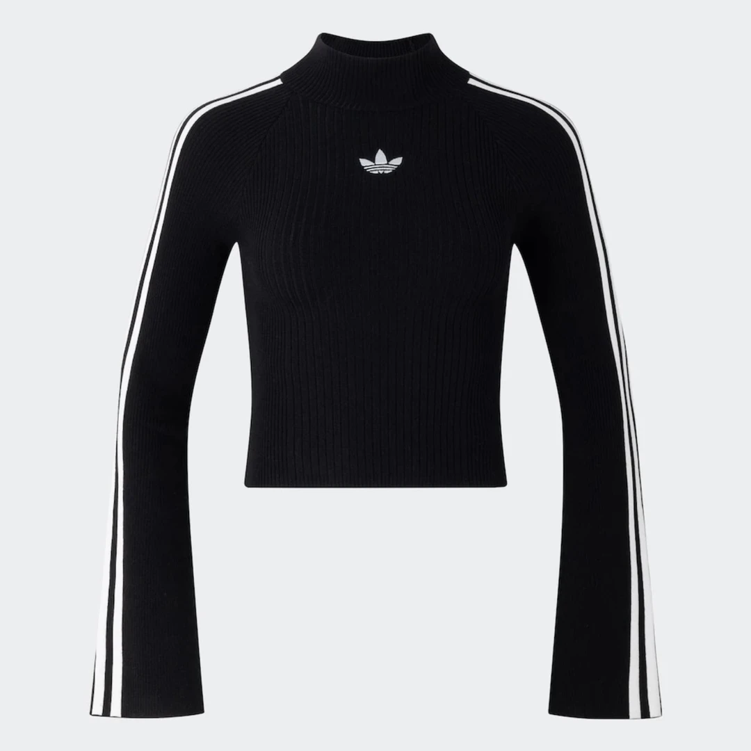 adidas/阿迪达斯女款修身运动黑色秋冬针织套头衫JI7058