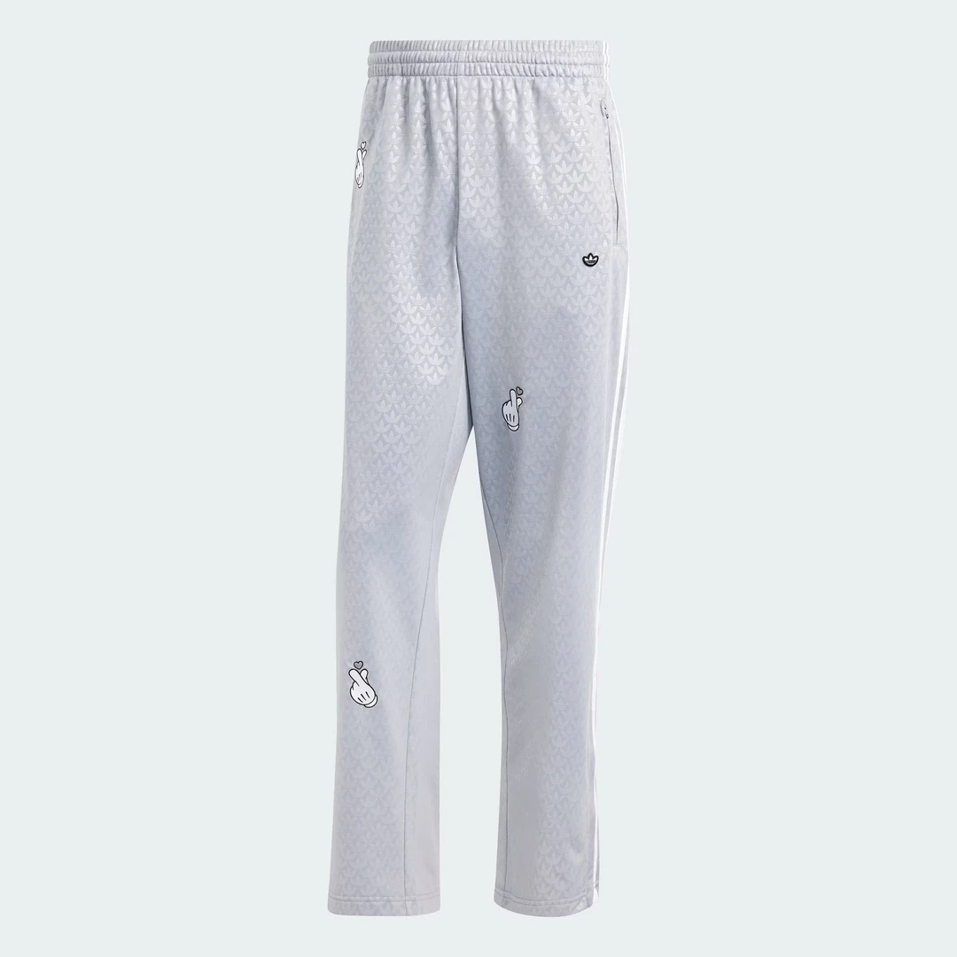 adidas/阿迪达斯迪士尼联名款三叶草印花灰色运动裤阔腿裤 IY2276