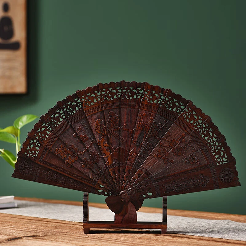 (宇)新号专属-大红酸枝交趾黄檀扇子实木中式工艺摆件