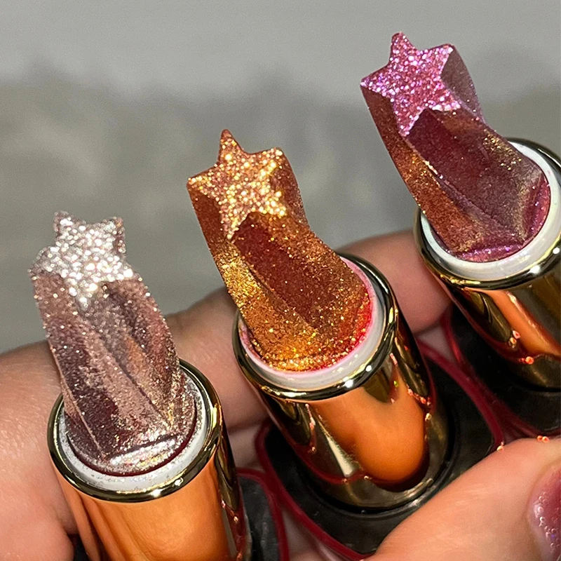 爆闪五星口红珠带闪滋润保湿不沾杯不掉色显白豆沙色学生孕妇可用