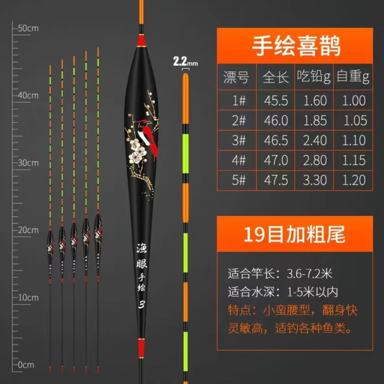 高灵敏鲫鱼专用漂轻口鱼漂滑口浮漂手绘浮标
