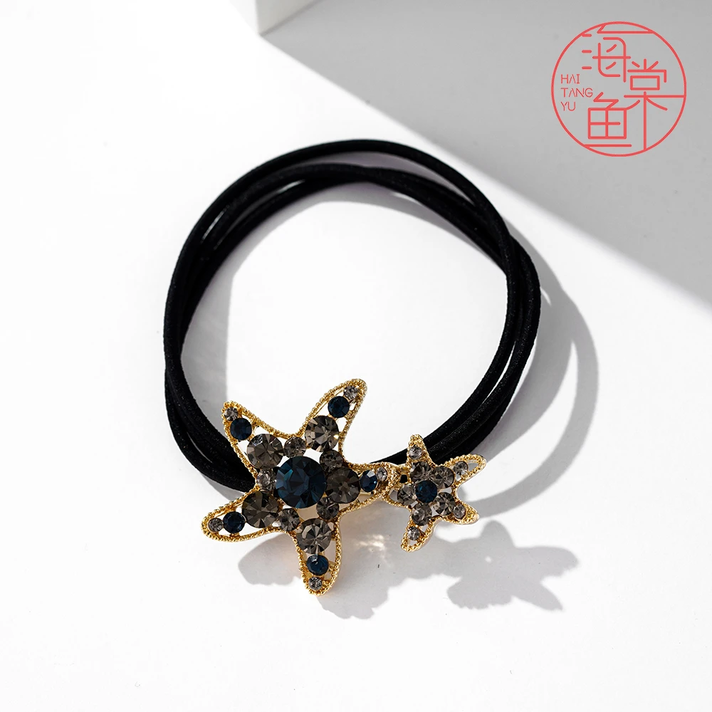 海棠鱼 锌合金发饰 ZP178蓝钻海星头绳