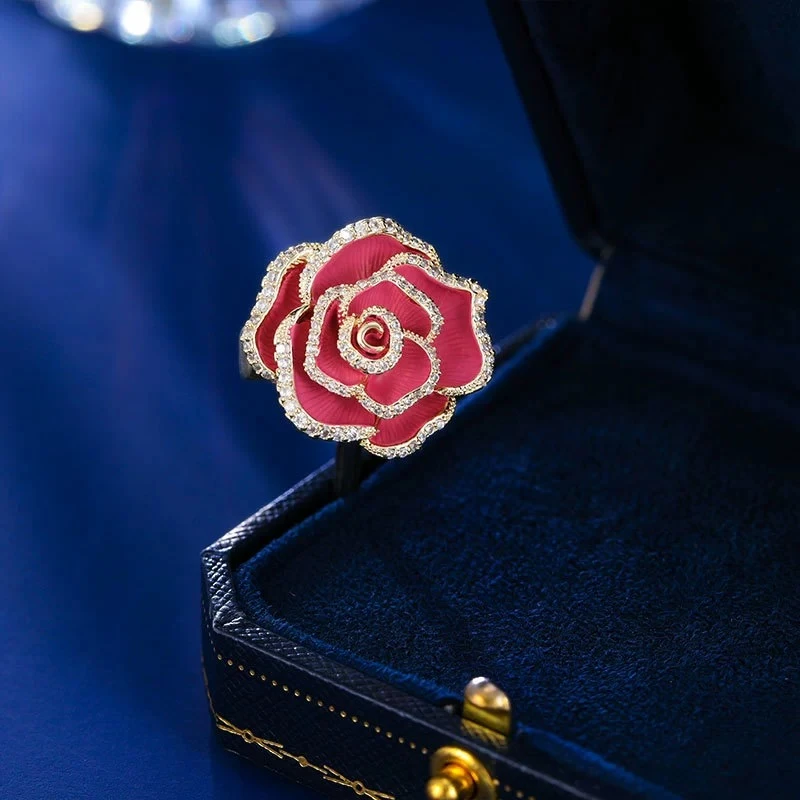 铜合金合成锆石胸针 时尚气质百搭迷你红山茶胸针3734