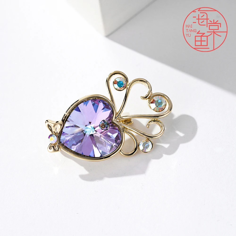 MN1534【施华洛】迷你小皇冠《紫》胸针