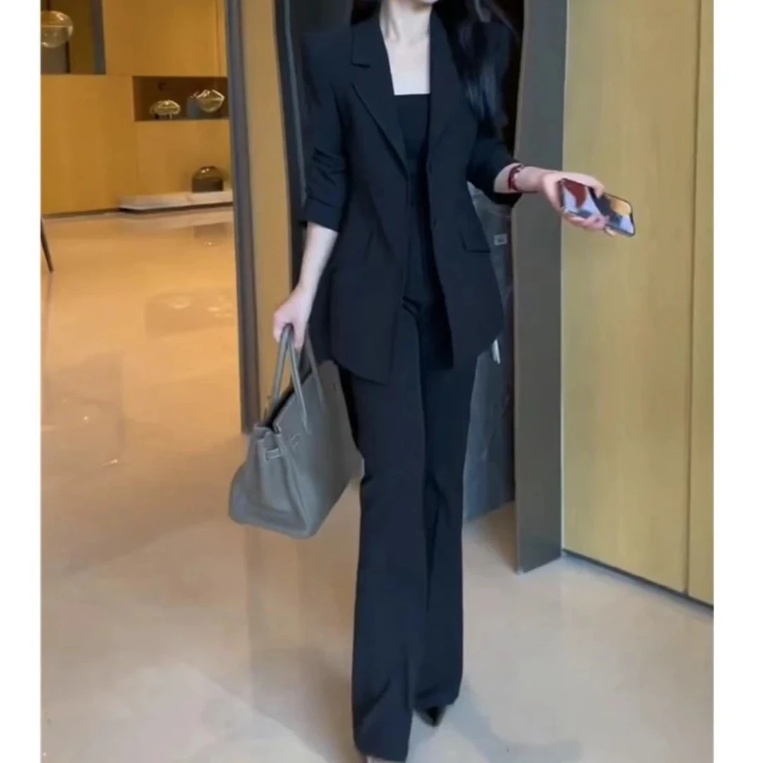 秋季新款御姐风西服套装修身外套微喇裤女装2