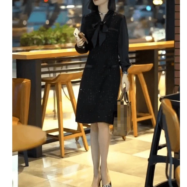 新款气质洋气减龄拼接连衣裙女装b