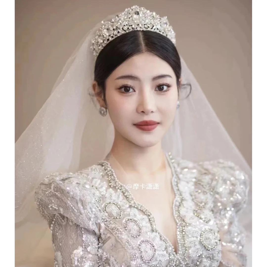 铁合金莫桑石婚庆饰品 6057新娘简约气质皇冠