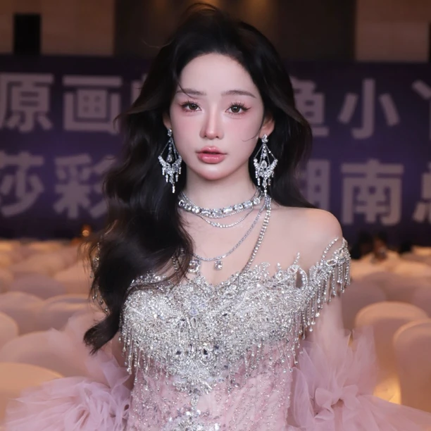 合金耳饰 2696 新款耳环可可老师同款晨袍白纱拍照出片水钻耳饰