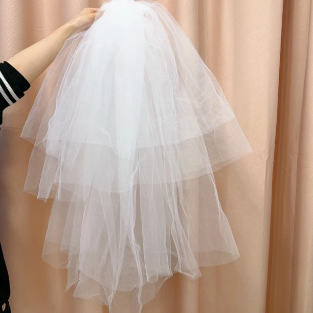 婚嫁饰品韩式四层短款素纱新娘结婚头纱