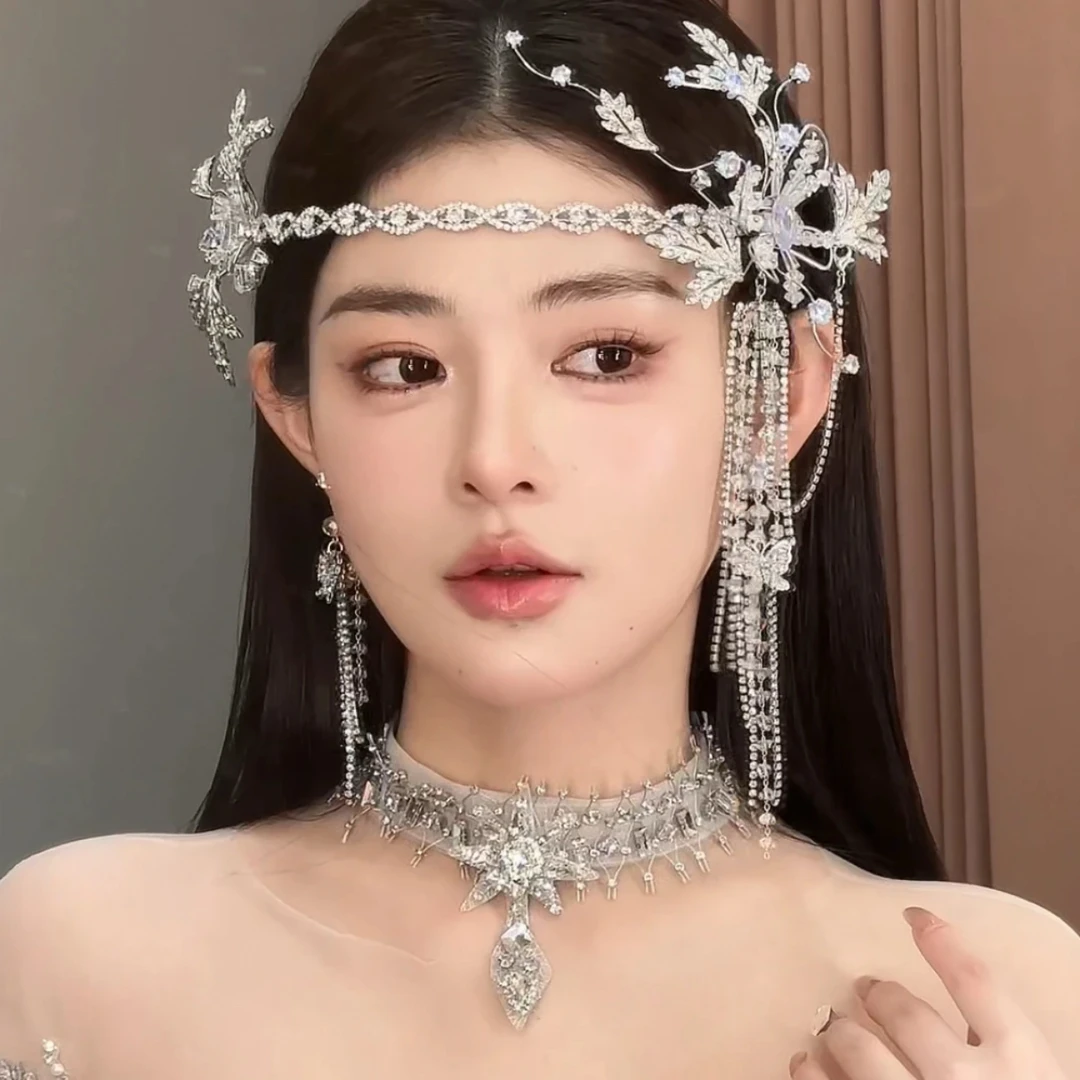 6803 新娘结婚头饰披发叠加婚礼仪式宴会影楼实用