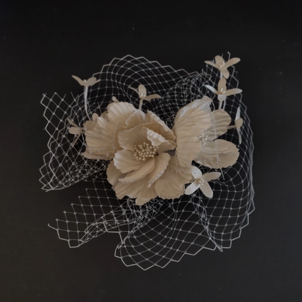 7504莎莎彩妆婚嫁饰品新款网格纱头饰