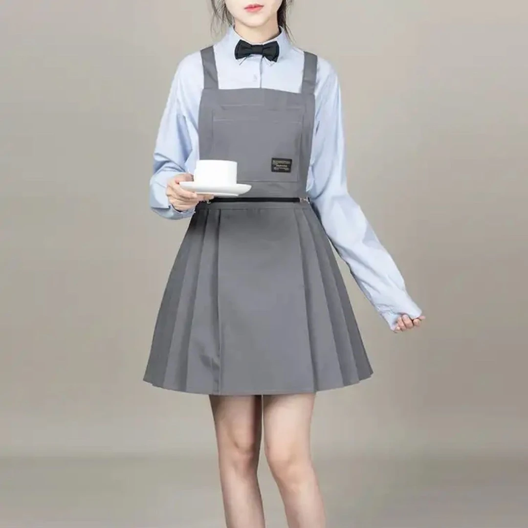 （厂家直销）工作服围裙成人爆款奶茶店花店咖啡定制logo印字防污