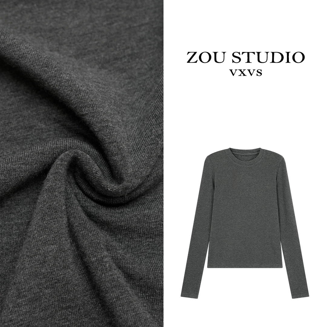 ZOU STUDIO  {VXVS}全能搭 新款简约圆领长袖T恤（磨毛）0865