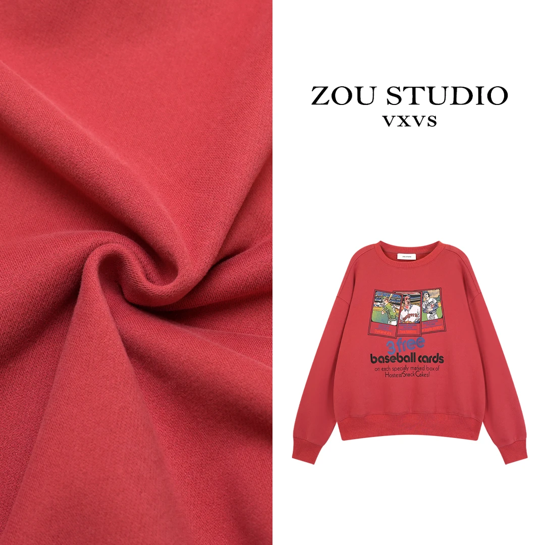ZOU STUDIO {VXVS}棒球运动员 动漫设计感圆领卫衣(加绒)3907-1