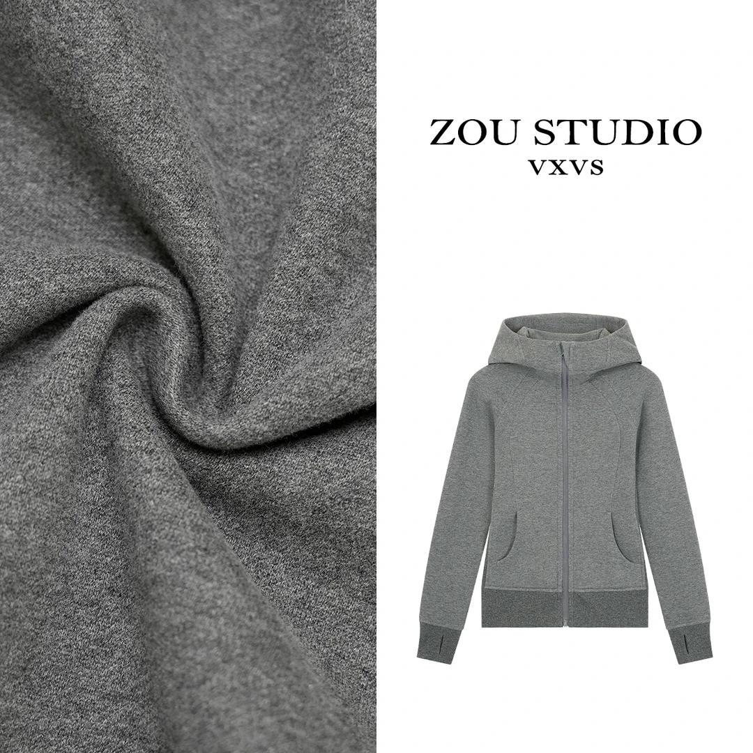 SUSUDIO 纸片人卫衣 设计拉链连帽卫衣外套(加绒)0931