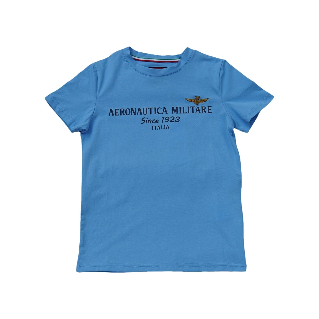 A.M.Kids儿童T恤经典款字母印花刺绣短袖儿童圆领透气速干上衣