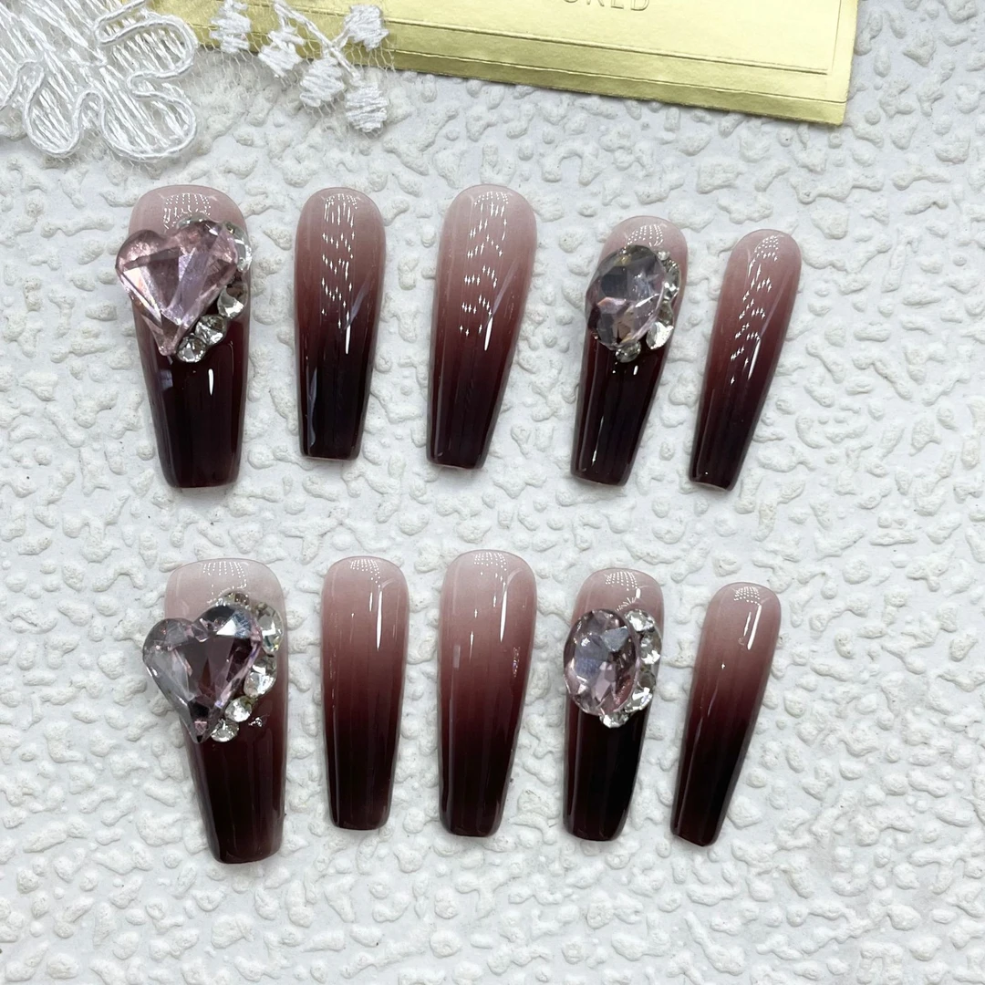 紫罗兰｜纯手工穿戴甲渐变奢华手工光疗穿戴美甲成品假指甲贴片