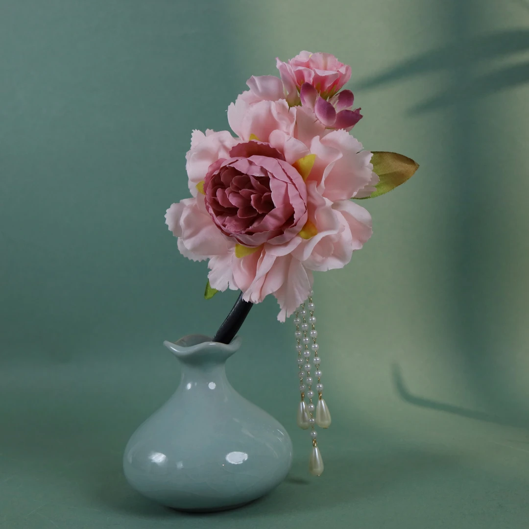 天香牡丹木簪手工国古风汉服头饰发饰新中式流苏仙女簪子饰品