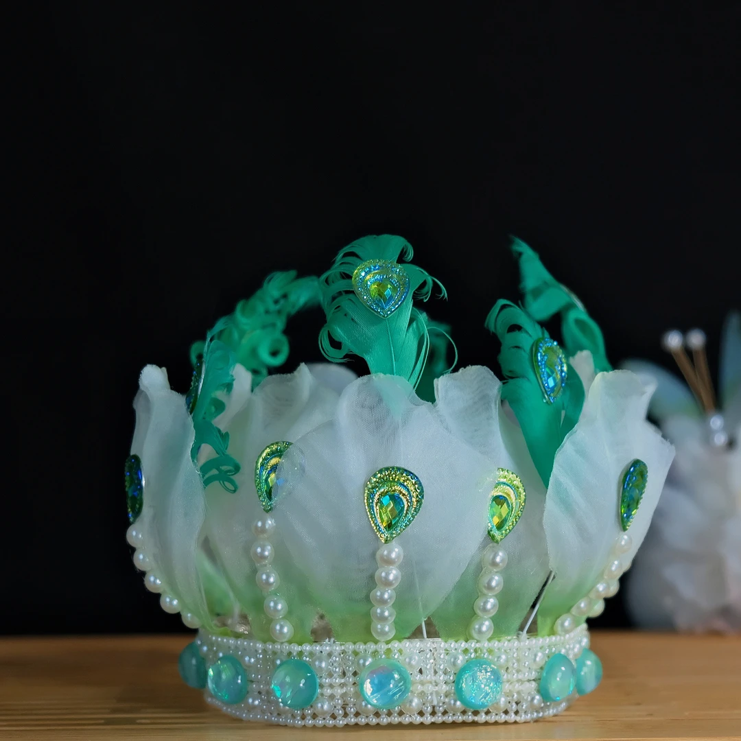 山海经·青鸾神鸟发冠手工烫花古风汉服旗袍国风头饰发饰发夹