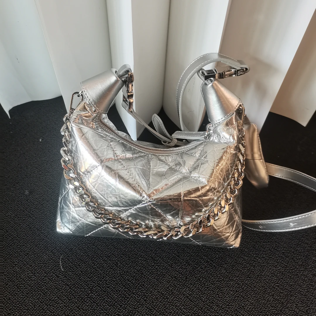 ALEX EVENINGS银色炸街手提单肩斜挎腋下包小众肩包斜跨晚宴包