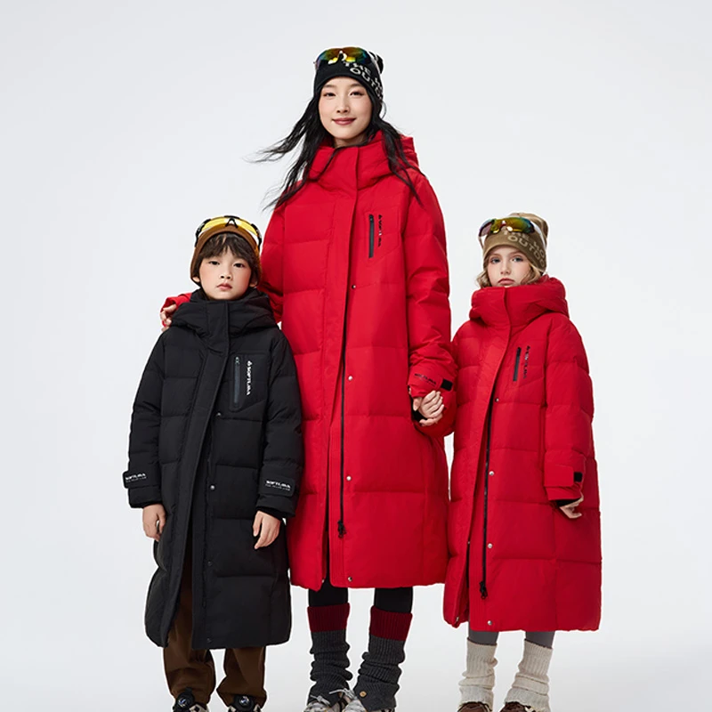 YAYA/鸭鸭绒岩系列男女中大童长款冬季保暖抗寒锁温羽绒服9026