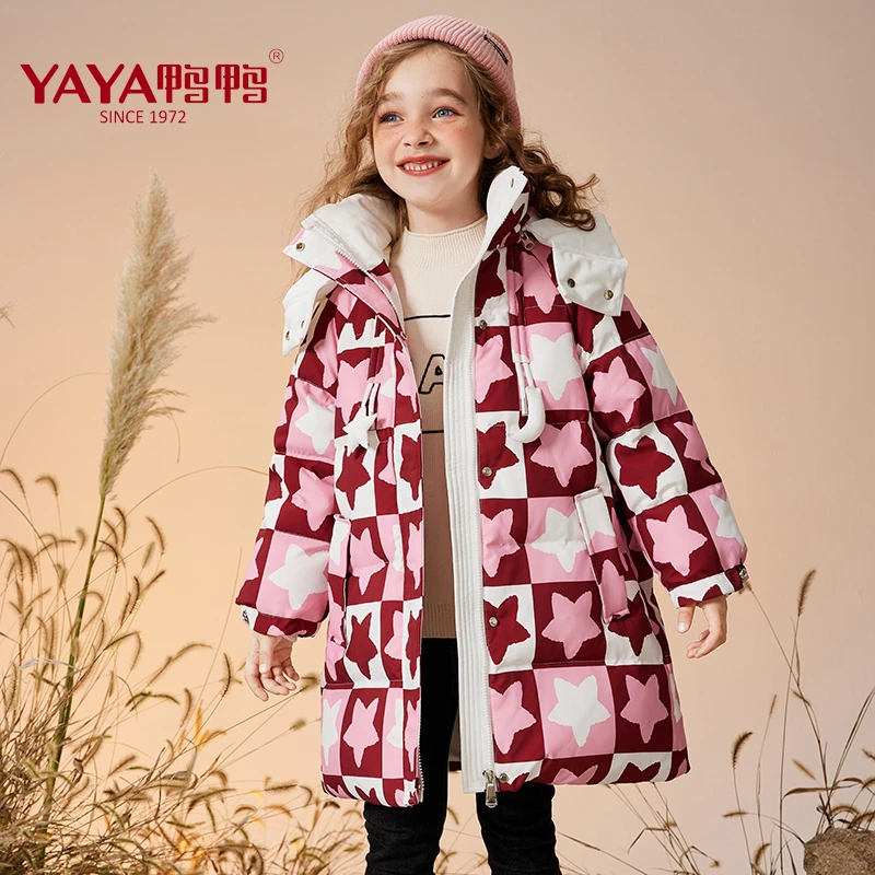 YAYA/鸭鸭冬季羽绒服外套男女童中长款保暖鸭绒9639