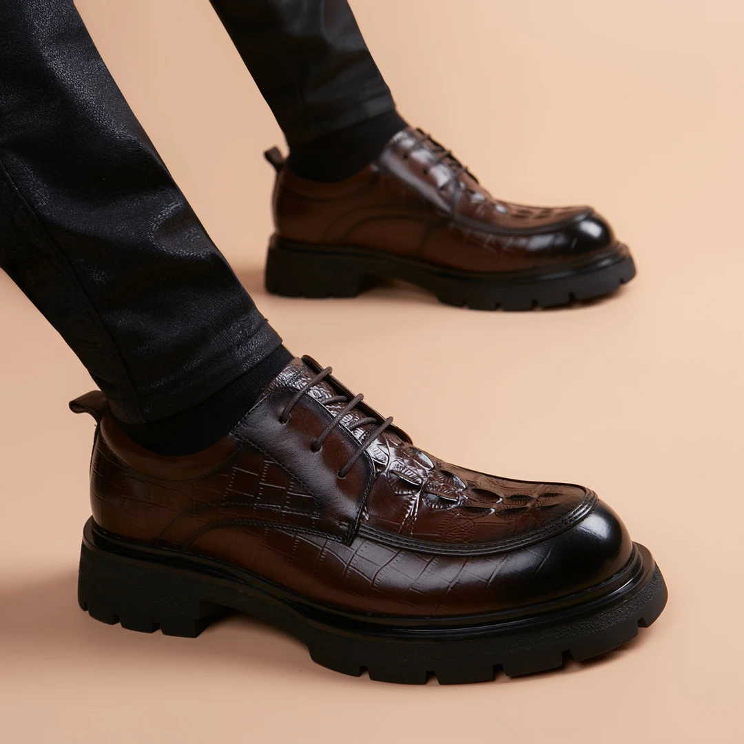 皮鞋男2024新款商务正装英伦风潮流增高休闲百搭时尚男士大头皮鞋