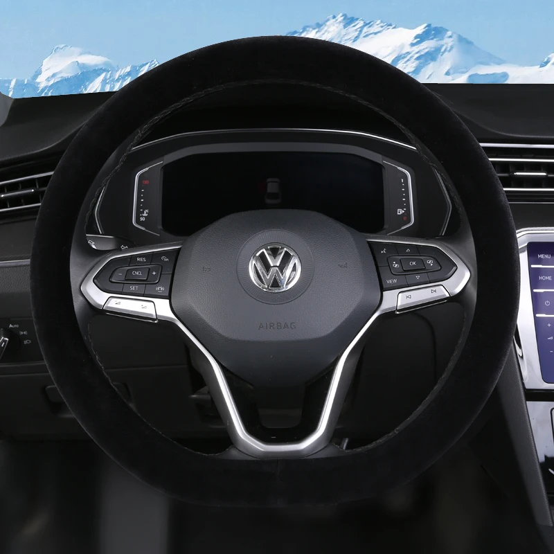 2024款大众揽巡短绒毛绒方向盘套冬季保暖冬天23款汽车把套通用薄