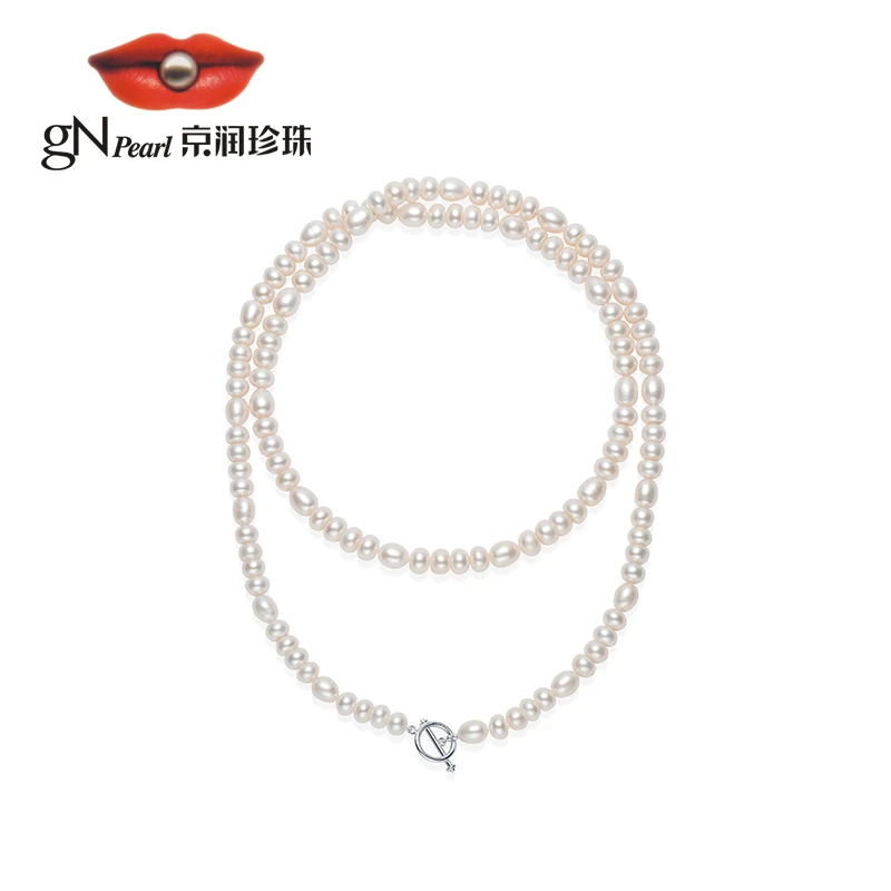 【总裁价到】京润珍珠 苑阳 925银淡水珍珠项链8-9mm白色时尚气质