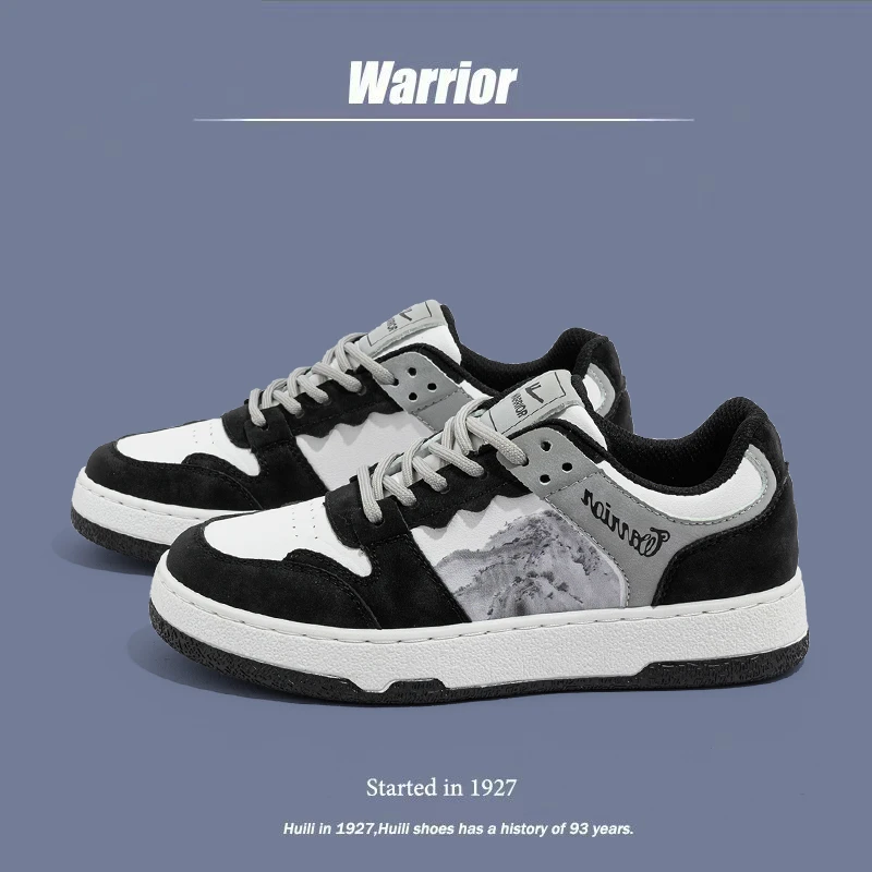 Warrior/回力水墨画复古板鞋男2023年夏季新款男鞋百搭情侣运动鞋
