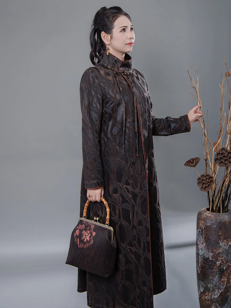 祥安姿服饰重工华服高领肌理提花盘扣【华服-上善若水】G592286-2