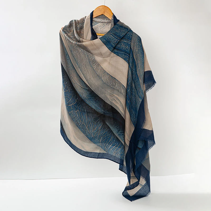 欧美几何设计高级感棉麻围巾女薄款春秋气质披肩秋冬保暖围脖纱巾