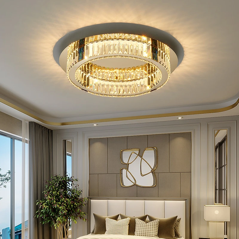 轻奢豪华水晶卧室吸顶灯饰2025新款主卧室现代简约大气吸顶灯次卧