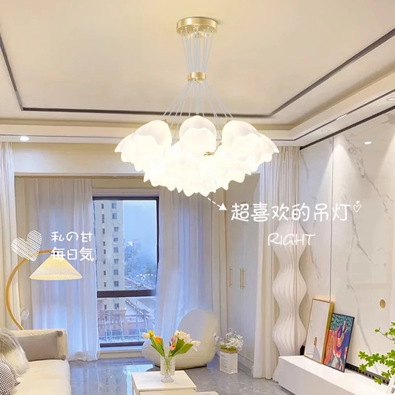 法式奶油风卧室创意温馨浪漫玫瑰花饭厅吊灯主卧室儿童房客厅吊灯