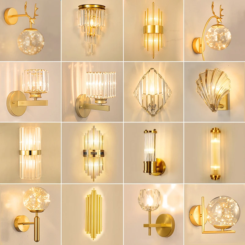 后现代简约水晶壁灯北欧轻奢客厅背景墙楼梯走道灯走廊卧室床头灯