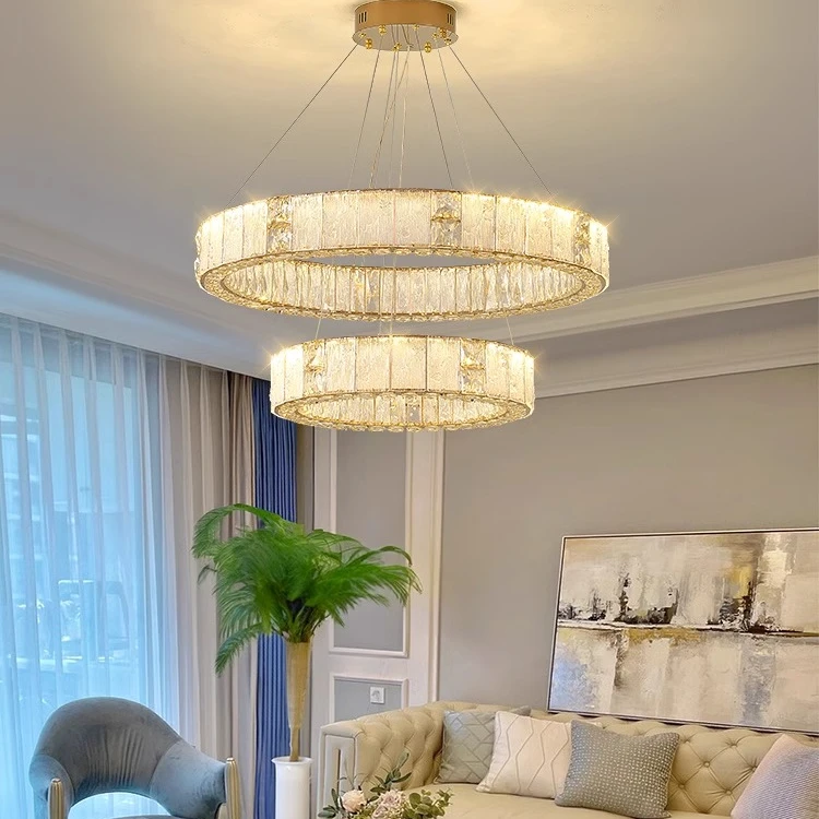 客厅圆形轻奢水晶灯设计师现代简约卧室灯奢华大气新款餐厅吊灯具